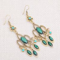 波西米亚气质流苏耳环女式长款耳坠耳饰品夜店复古衣服配饰 ER023绿色