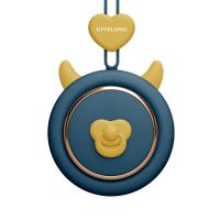 新品萌宠挂脖迷你充电风扇USB便携学生女儿童无叶挂绳小风扇可爱 蓝色小猪