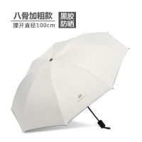 雨伞折叠全自动晴雨两用遮阳伞女学生韩版防晒ins防紫外线简约 手动白色（黑胶面）