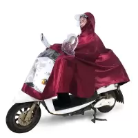 雨衣电动车单双人雨衣成人摩托车雨披电瓶车雨披加大护脸防暴雨 5XL小号单人双帽檐(有镜套)枣红色