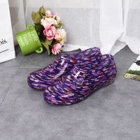 四季雨鞋女短筒加棉耐磨加绒雨靴成人女士防滑厨房工作胶鞋男靴子 998紫花[标准码] 37