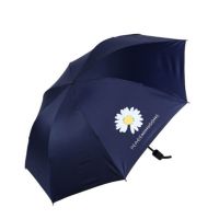 权志龙同款小雏菊五折防晒雨伞全自动三折森系简约伞潮流遮阳伞 手动藏青雏菊