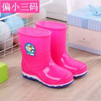 2-10岁水鞋加绒卡通儿童雨鞋可爱男女胶鞋防滑大中小童防水雪地靴 [不加绒]红色 26码(14.5cm)1岁半到2岁