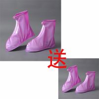雨鞋套男女鞋套防水防滑雨天脚套加厚儿童硅胶雨靴 中筒[红色+红色] 成人[35/36码+35/36码]