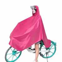 雨衣电动车自行车单人男女士面罩成人加厚加大防暴雨骑行雨披雨具 自行车单帽檐红色