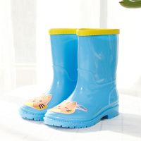儿童雨鞋小鸭子水鞋男女童雨靴小童幼儿雨鞋软底轻便防滑防水雨靴 华峰(中筒蓝色小猫) 内长14cm适合脚长13cm