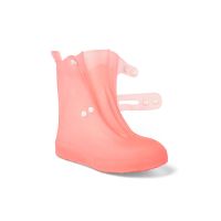 新款水鞋套加厚耐磨雨鞋套下雨男女硅胶鞋套儿童防水中筒雨鞋套 粉色 S:32/33