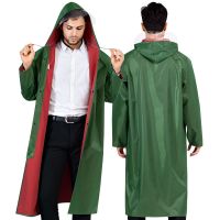 长款雨衣加厚牛津纺防水防暴雨风衣男女户外劳保成人连体单人雨衣 268 军绿 XXL