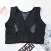 清凉透气托胸聚拢收副乳防胸下垂胸托内衣矫正胸型防驼背背心 黑色 M 80到105斤