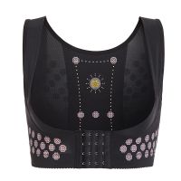 咖啡因胸托塑身瘦手臂收副乳上衣矫正驼背聚拢防下垂调整型内衣女 [一件装 背心款]黑色 S [文胸穿32/70码]