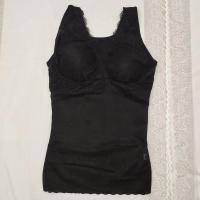 夏季超薄透气蕾丝背心可拆卸胸垫瘦身上衣塑形收腹束腰大码背心女 9163黑色 XL （90-105斤）