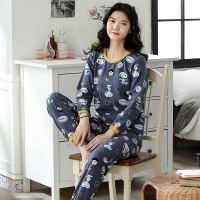 高档棉质睡衣女春秋夏长袖家居服中年妈妈秋冬季开衫大码女士套装 史努比 [不起球不褪色] M [80-100斤]