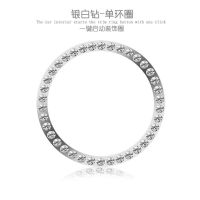 一键启动按键贴车内时尚创意个性镶钻内饰用品汽车点火装饰圈 银色[闪耀水钻] 单环圈