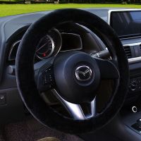 汽车方向盘套把套冬季长短毛绒保暖通用大众速腾朗逸宝来H6卡罗拉 普通毛方向盘套黑色