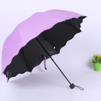 晴雨两用伞雨伞太阳伞遮阳伞防晒防紫外线黑胶折叠大小号清新学生 遇水开花紫色