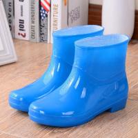 半筒水鞋靴子女士雨加绒厚长棉保温毛胶男式下雪套带大码劳短[ 蓝色-无绒-363 36码
