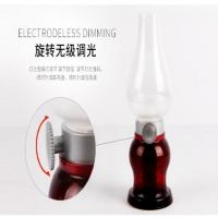 厂家直销创意LED吹控煤油灯USB充电复古怀旧床头灯感应蜡烛户外 酒红色