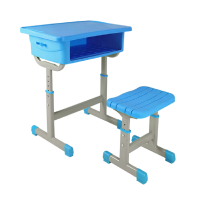 嘉贞学生单人塑料可调节课桌凳 jz-a 001蓝色