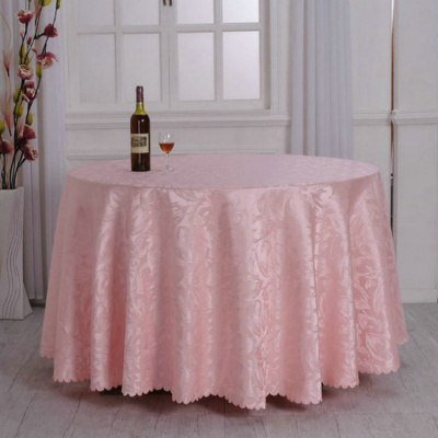 梦商 酒店桌布 圆形方形长方形圆桌桌布桌裙提花粉色灰色藏蓝色西瓜红紫可定制