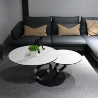 岩板圆形茶几伸缩旋转功能小户型大小圆创意式极简约家用客厅茶几