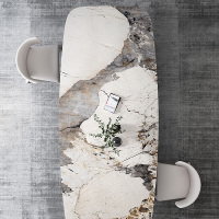 岩板餐桌现代简约轻奢家用小户型大理石圆形圆桌北欧长方形大桌子