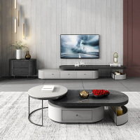 意式岩板茶几电视柜组合极简客厅家具小户型北欧轻奢茶几