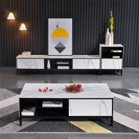 意式轻奢大理石进口岩板电视柜茶几组合北欧客厅极简地柜