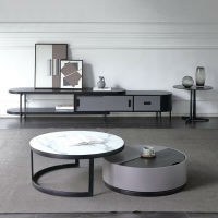 意式极简岩板茶几电视柜组合小户型客厅家用简约茶几