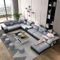 沙发客厅现代简约整装大户型布艺沙发科技布家用乳胶沙发组合