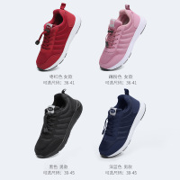 新款春季健步鞋软底中老年鞋加厚防滑老人鞋女男套脚鞋黑色B1108