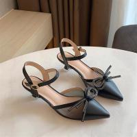 2021夏季新款高跟凉鞋女尖头半包时装女鞋头层牛皮温州潮