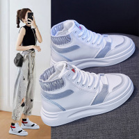 百搭高帮小白鞋女2021春季新款韩版学生跑步板鞋女厚底松糕CC-D35