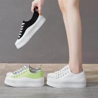 头层猪皮休闲鞋女2021夏季新款厚底渔夫鞋韩版增高乐鞋饼干鞋女