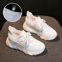 2021夏季新款透气飞织爆米花运动鞋厚底内增高女鞋吸膜底老爹鞋女