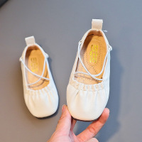 女童单鞋2021春秋新款豆豆鞋时尚儿童交叉公主皮鞋韩版宝宝奶奶鞋