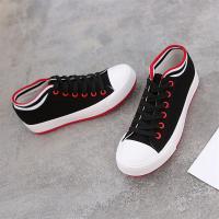 2021春款镶边休闲色帆布鞋 糖果色清新板鞋 学生鞋