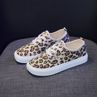 韩版豹纹帆布鞋女透气2021夏季新款学生平底跑步板鞋女休闲鞋2008