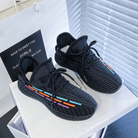 彩虹透气飞织女鞋2021春夏新款透气学生平底运动鞋女跑步休闲8953