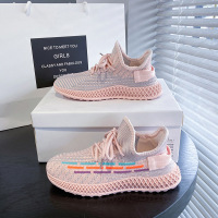 彩虹透气飞织女鞋2021春夏新款透气学生平底运动鞋女跑步休闲8953