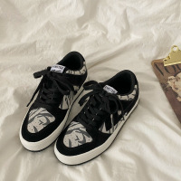 韩版街拍豹纹运动鞋2021新款女鞋春季款复古学院风休闲鞋