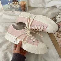 设计感厚底增高丑萌帆布鞋ins潮复古风学生街拍休闲板鞋女