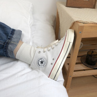 2019春季白色高帮帆布鞋女学生韩版女鞋原宿百搭板鞋