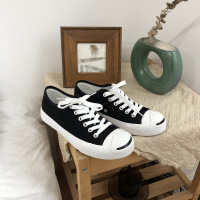 2020夏小白鞋港风chic开口笑万年百搭帆布鞋女情侣鞋