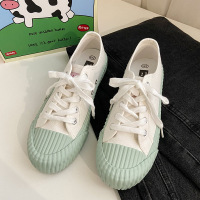 海盐蓝帆布鞋女2019新款百搭饼干鞋子学生韩版ins潮复古港味板鞋