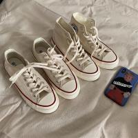 ins街拍万年百搭复古1970s复刻米色透气帆布鞋女