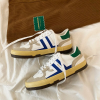 美式复古板鞋学院风2021春季款搭配王米色百搭低帮运动鞋德训鞋