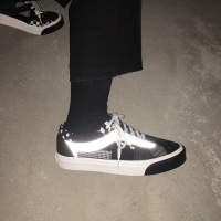 百搭酷酷布料拼接的灵感解构帆布鞋格子低帮板鞋