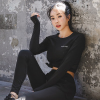 新款瑜伽服女上衣速干女士健身服外穿跑步运动长袖