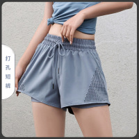 夏季运动短裤女宽松休闲跑步健身裤高腰防走光大码速干网眼瑜伽裤