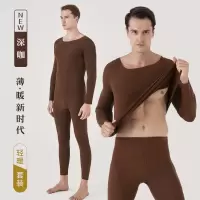 男士德绒保暖内衣女套装双面磨毛圆领修身打底衫美体秋衣秋裤